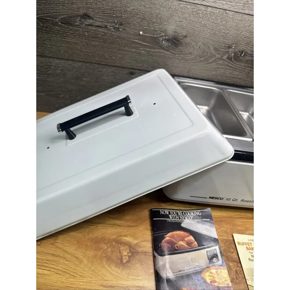 Vintage NESCO 12 Quart Roaster Oven With 4 Pc Buffet Server Bake Kit.